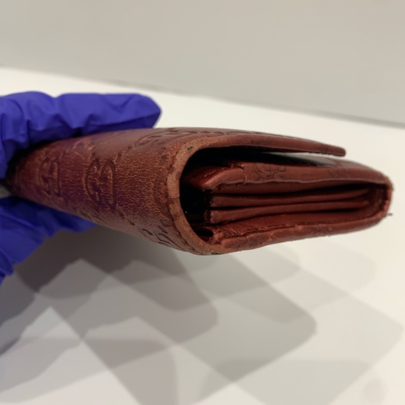 Gucci Red Lovely Heart Guccissima Long Wallet Sku#85603(Gently used,color fading - Picture 6 of 16